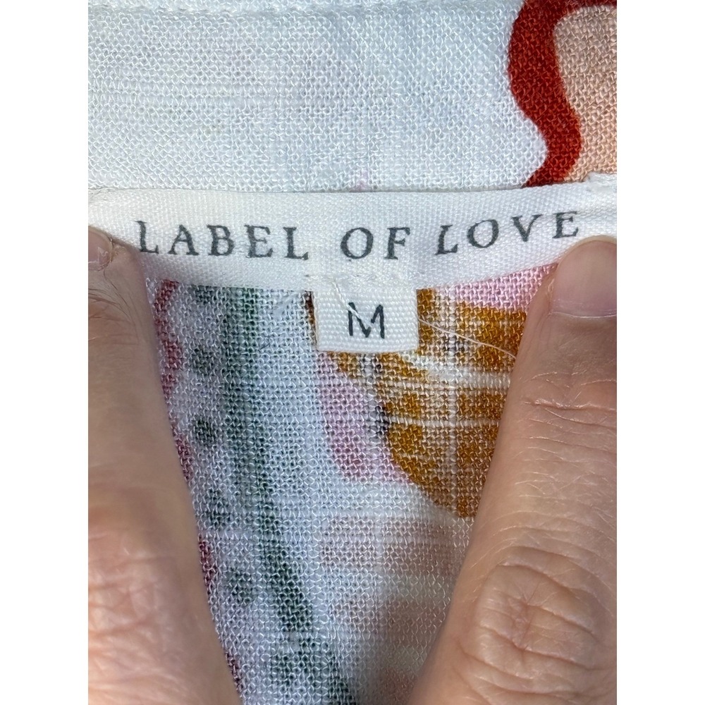 Label of Love Women Button down Easy Shirt Medium Muti Boho Rayon Linen Summer - Picture 3 of 16